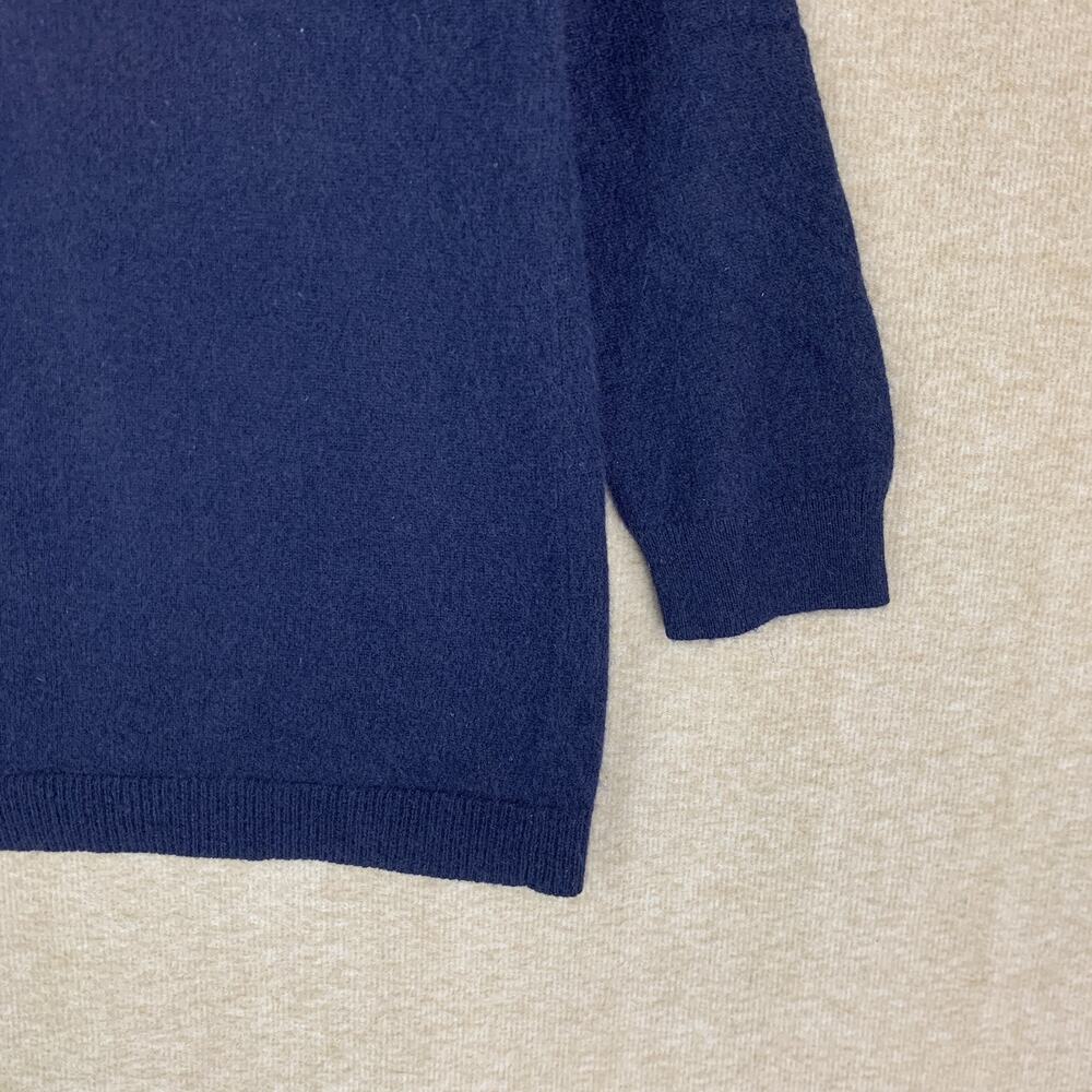 Talbots 100% Pure Cashmere Women’s Sweater Large Navy 3/4 Length Cozy Preppy - Picture 2 of 9